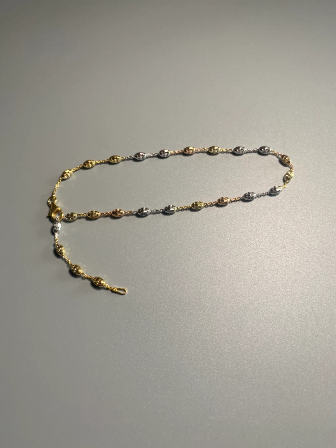 Sterling Silver tri-Color Beaded AnkletBracelet - photo 2