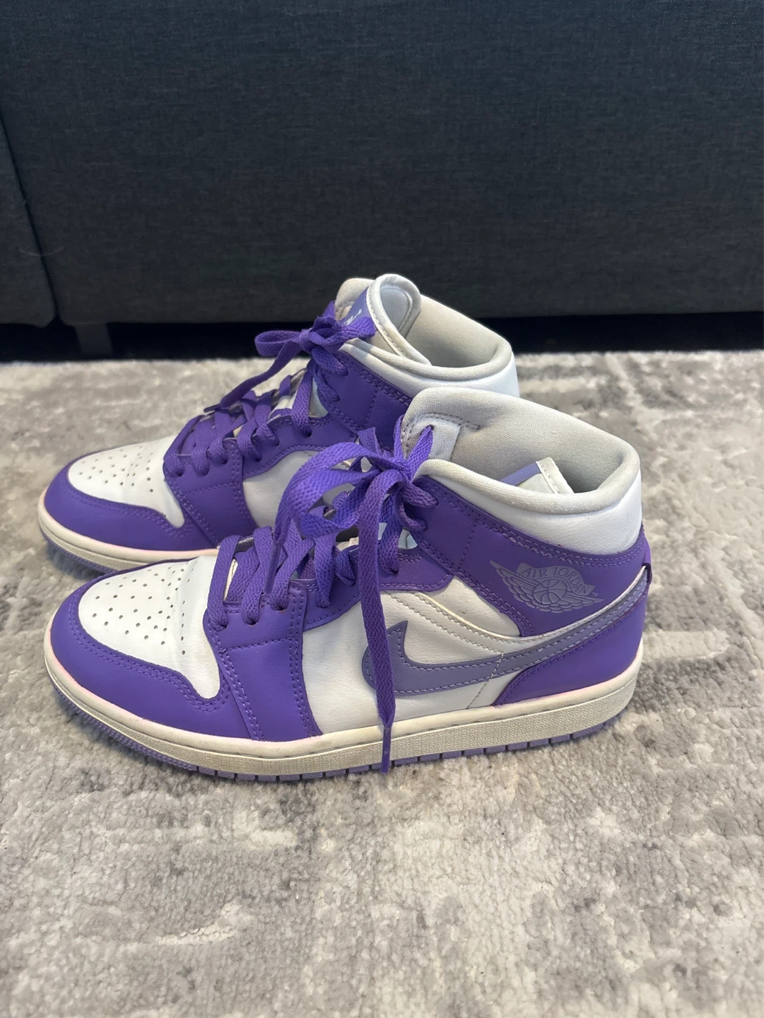 Air Jordan 1 Mid SE Shoes - Purple/White - US 7.5