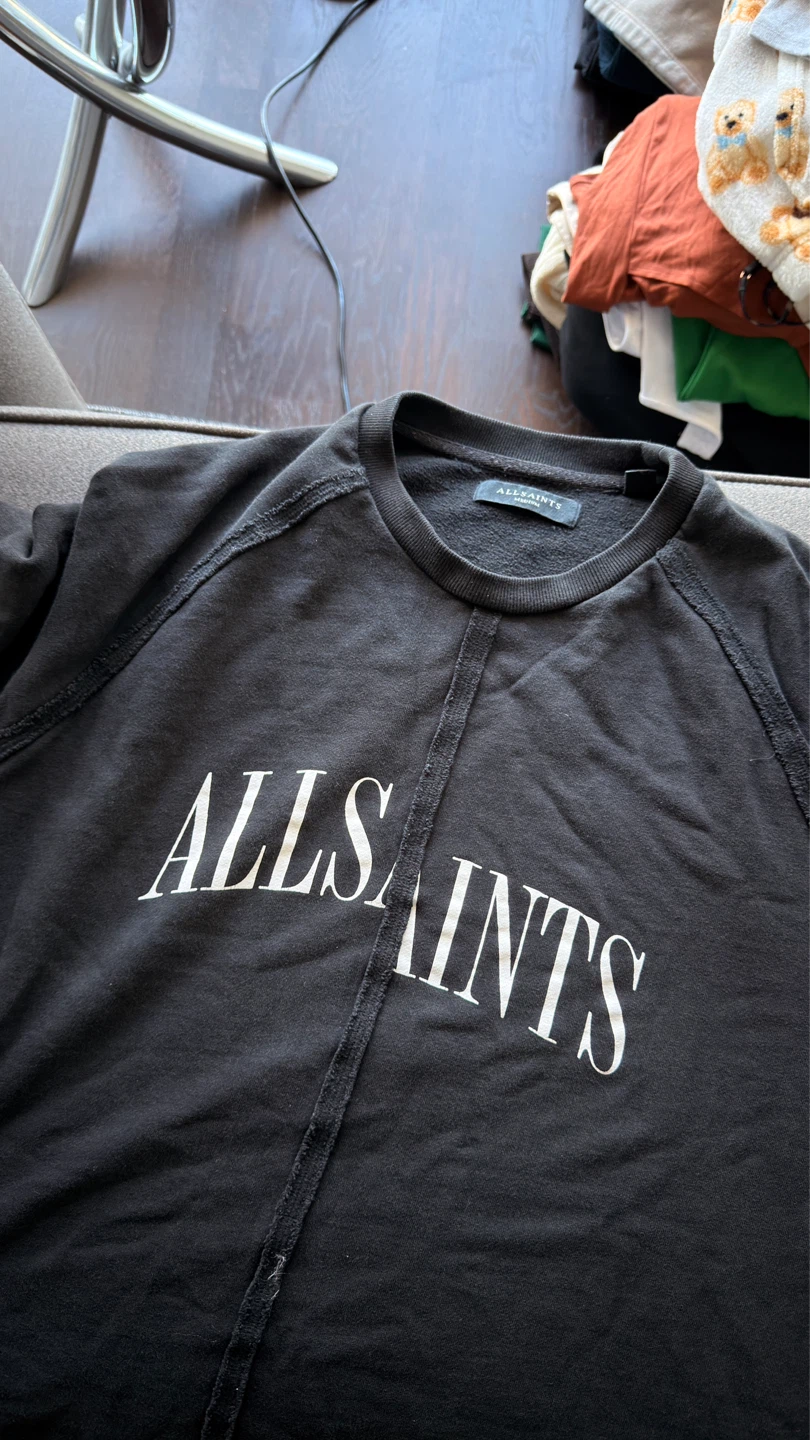 AllSaints Black Crewneck Sweatshirt - Medium