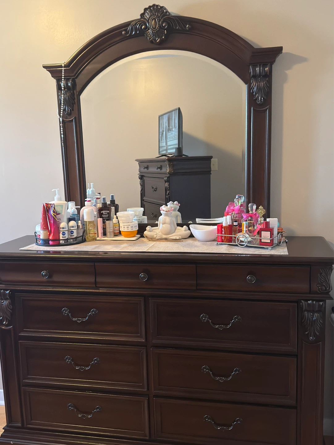 Dark Wood Dresser with Mirror - photo 2