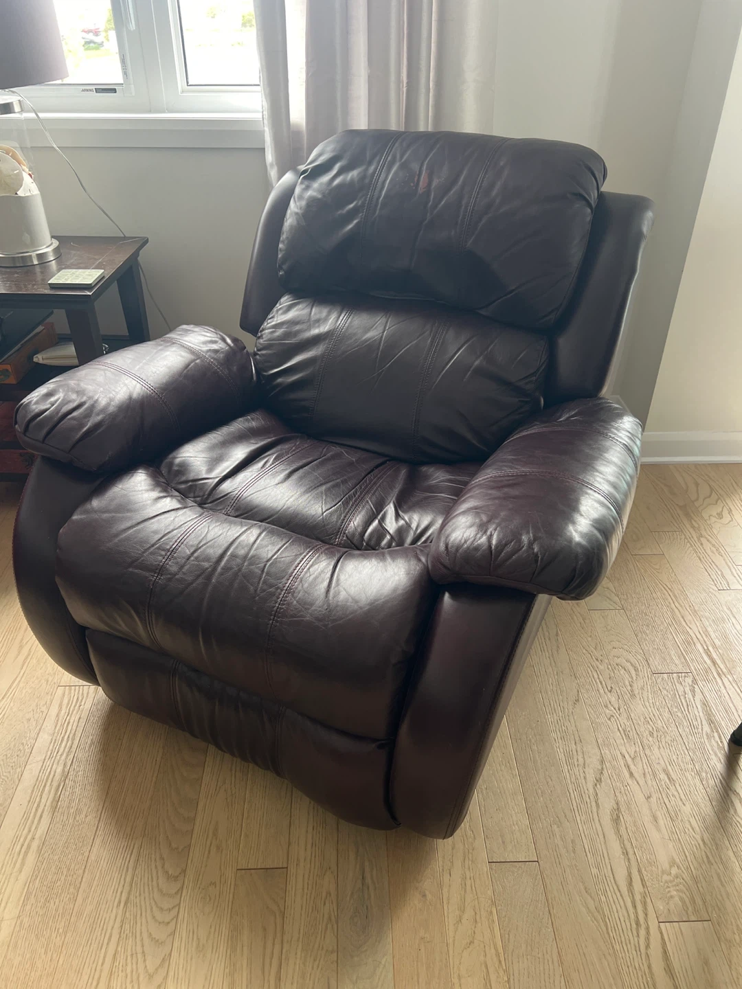 Reddish Brown Leather Recliner Chair