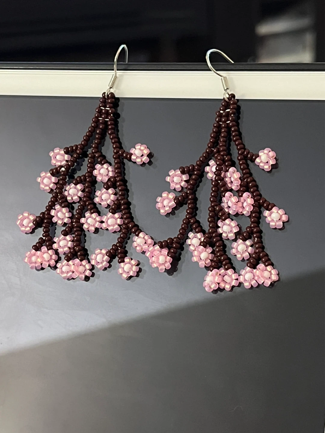 Beaded Cherry Blossom Earrings