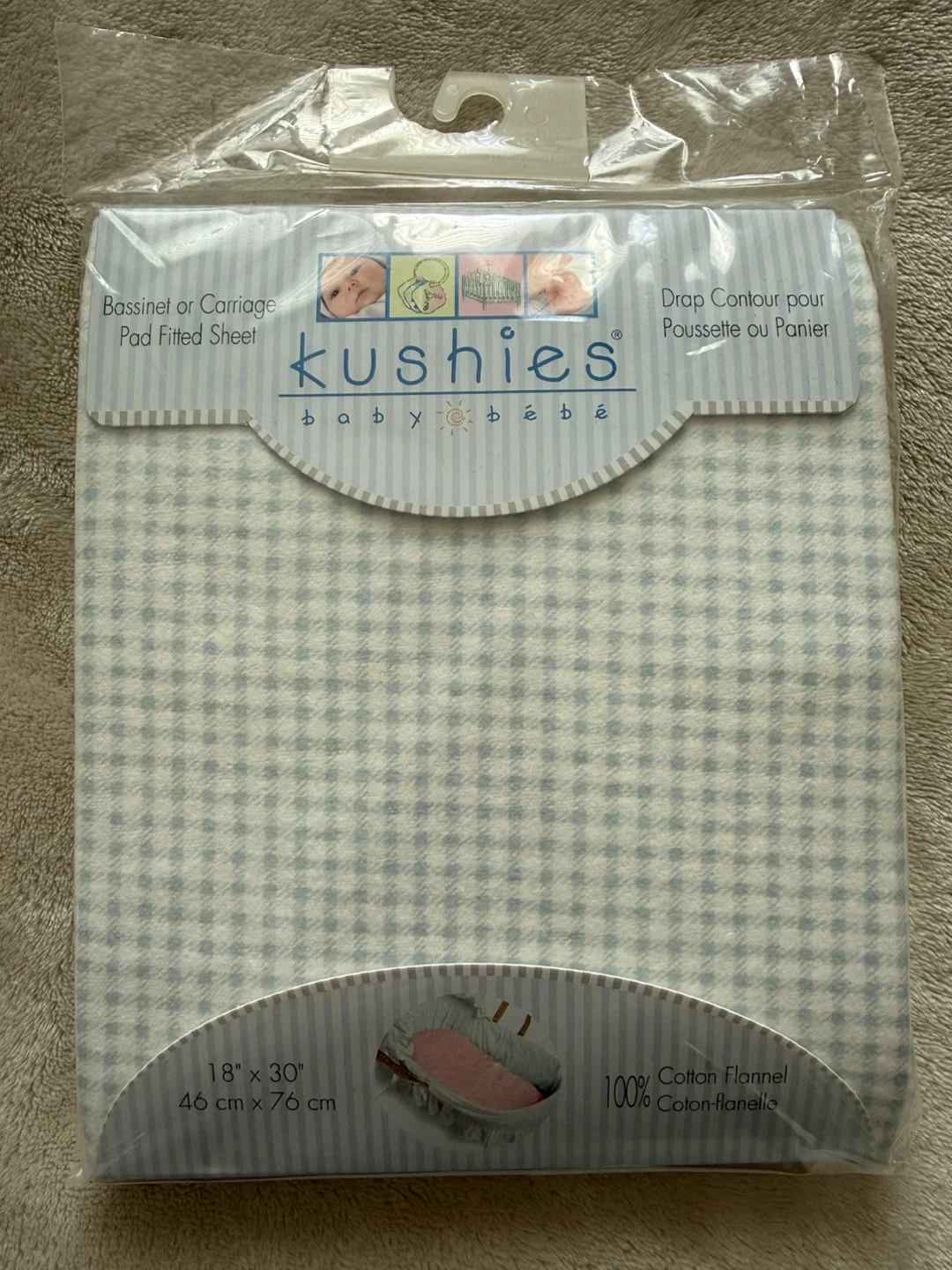 Kushies Baby Bassinet or Carriage Pad Fitted Sheet 18" x 30"