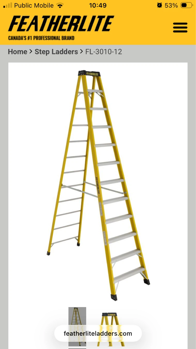 Featherlite 12 foot fibreglass step ladder