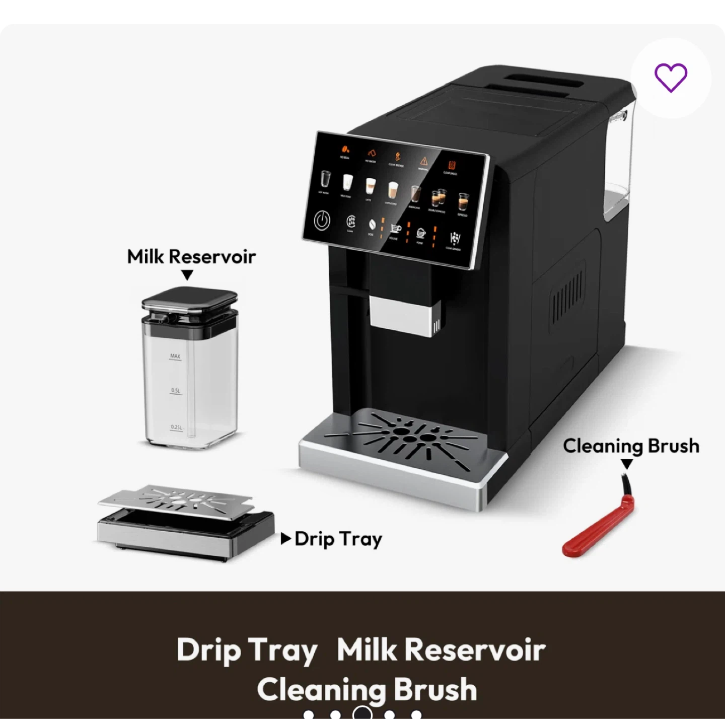 Black Automatic Espresso Machine with Touchscreen