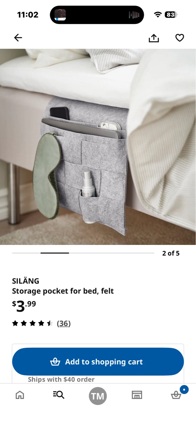 IKEA SILÄNG Storage Pocket for Bed - photo 2