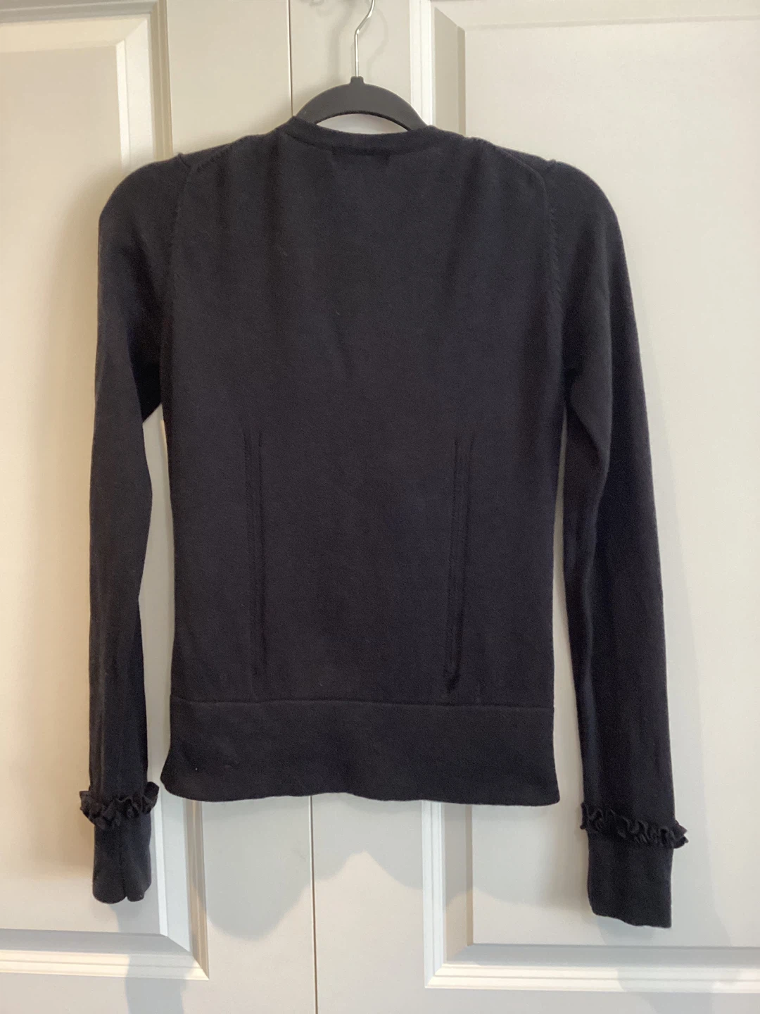 BLACK SWEATER WITH UNIQUE RUFFLE DETAIL - photo 2