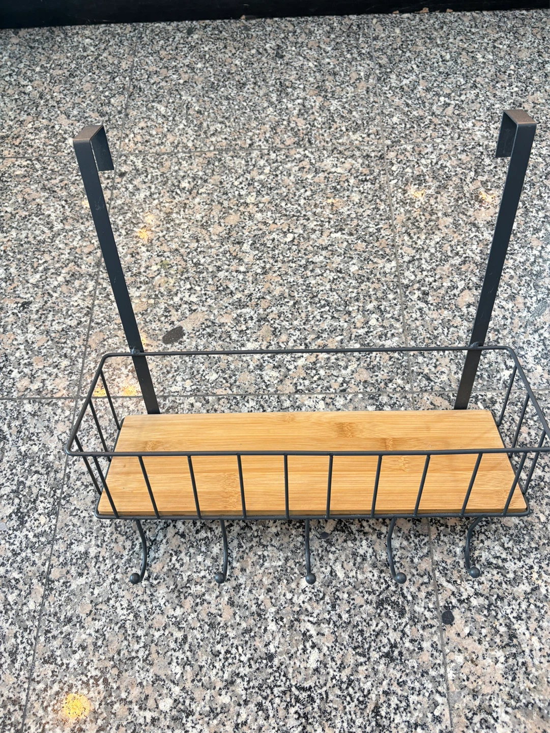 Over-the-Door Organizer with Hooks and Bamboo Shelf