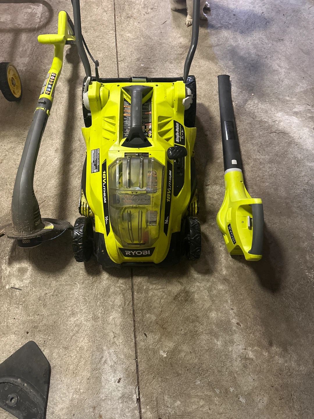 Ryobi 18V Lithium-Ion Lawn Mower, String Trimmer, and Blower Set - photo 2