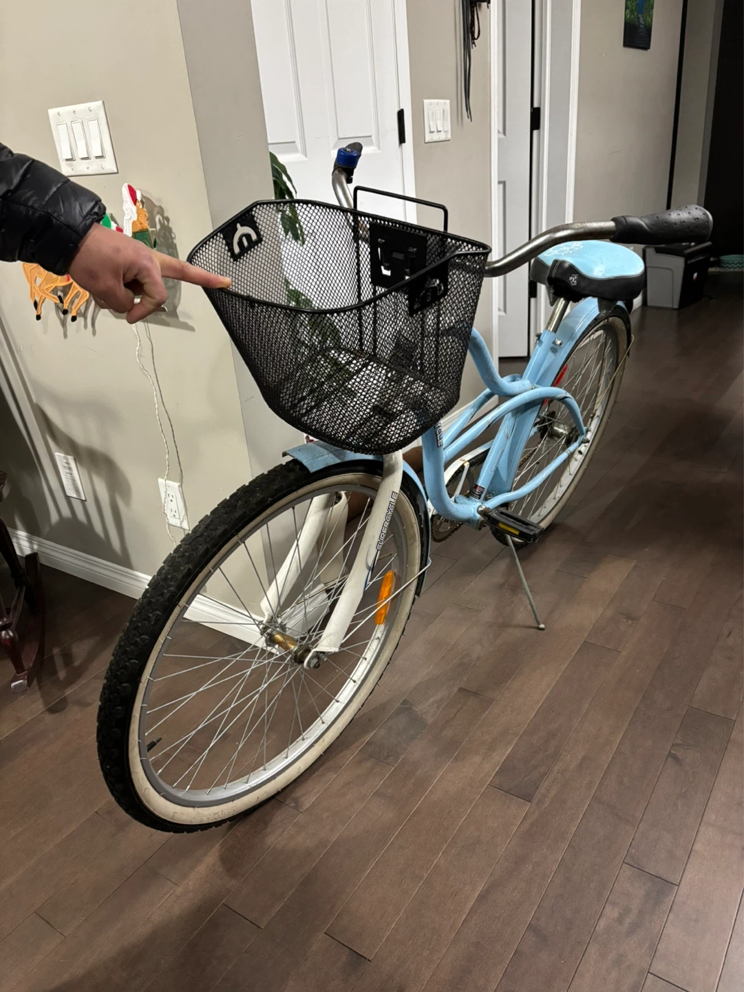 Blue Cruiser Bicycle with Front Basket