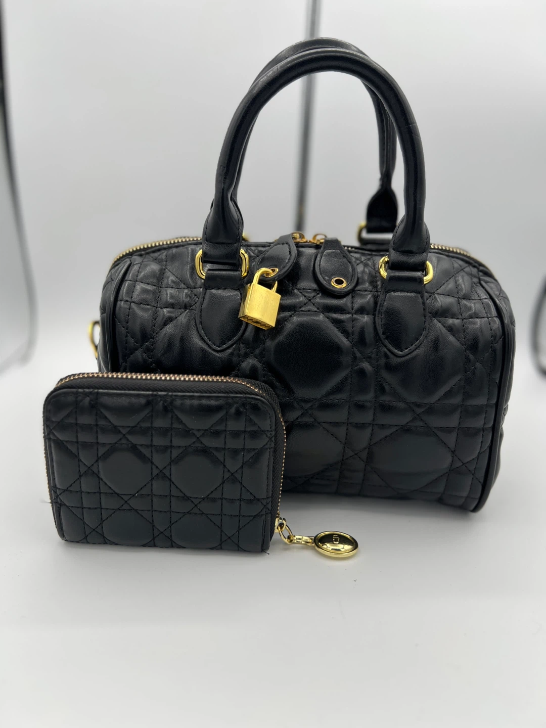 Dior Black Quilted Boston Bag with Matching Wallet - photo 2
