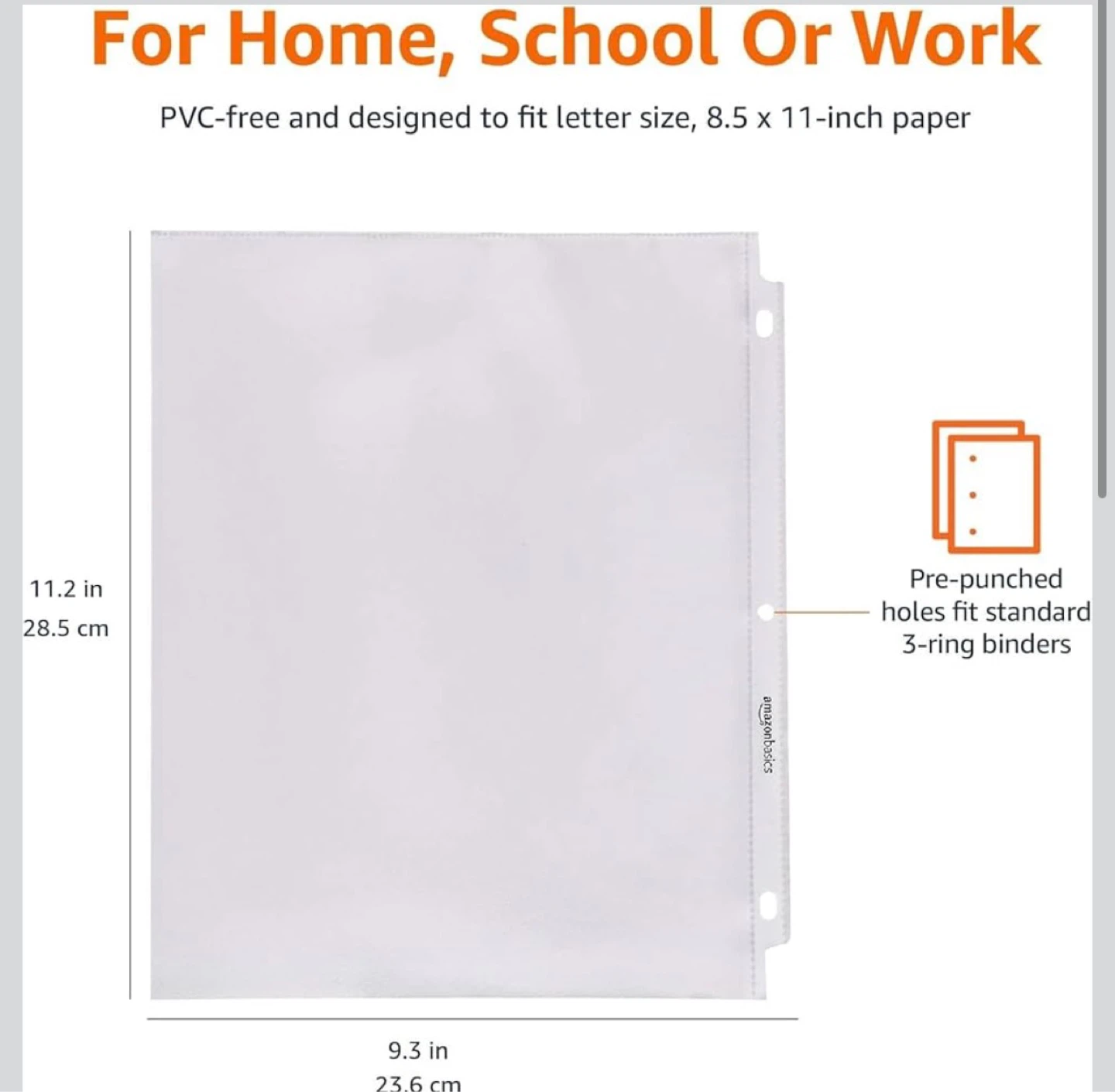 200 x Clear Top Loading Sheet Protectors for 3 ring binders