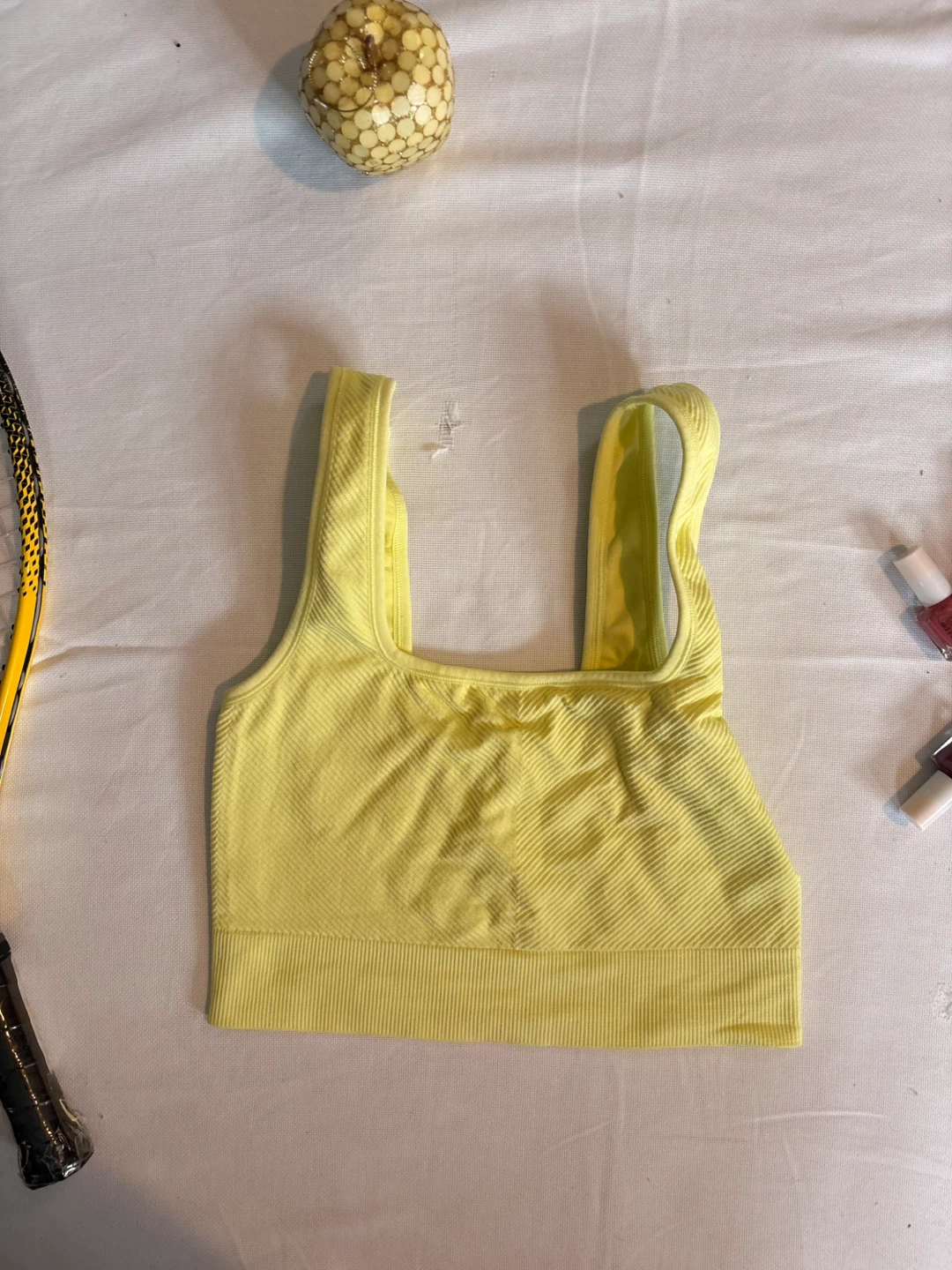 Yellow Ribbed Sports Bra