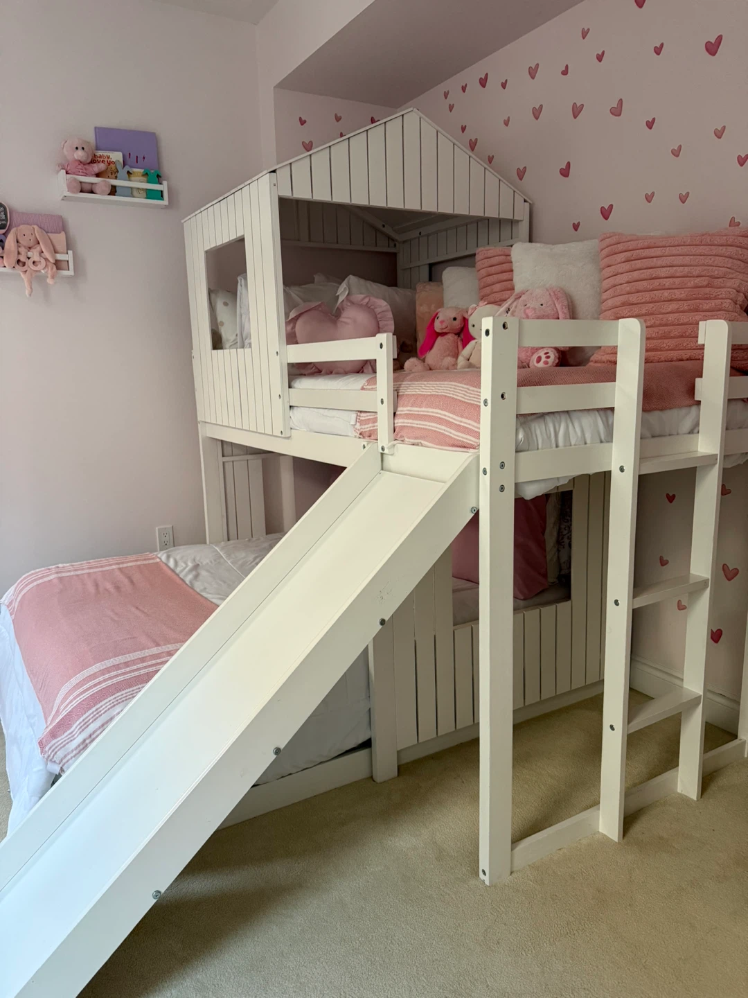 White Twin Over Twin Bunk Bed with Slide - photo 4