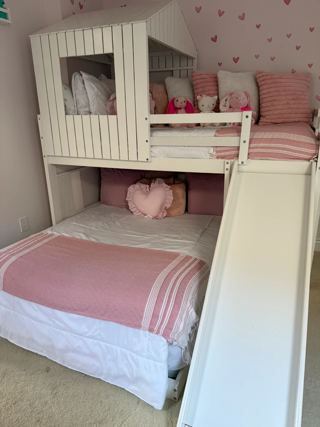 White Twin Over Twin Bunk Bed with Slide - photo 3