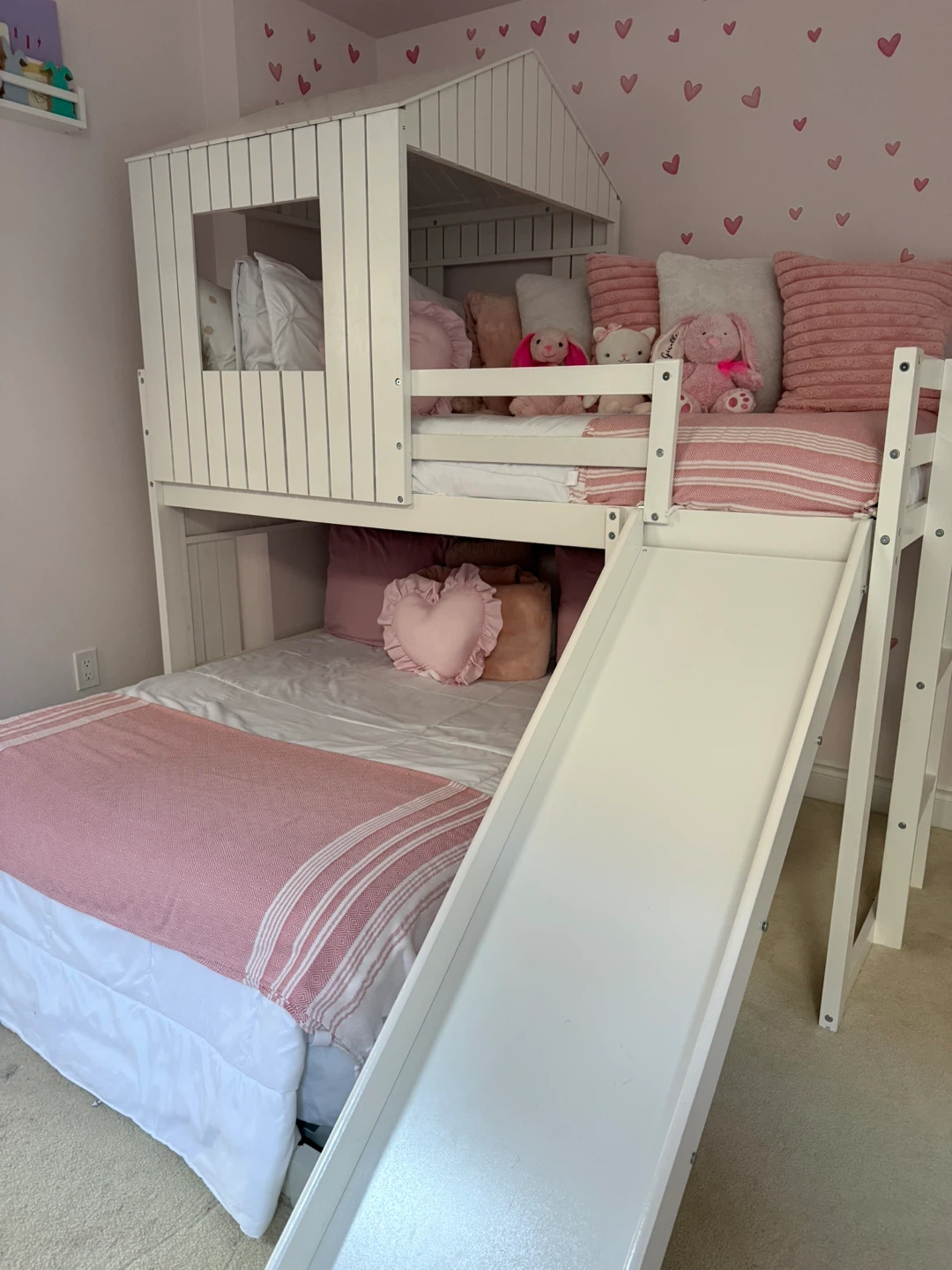 White Twin Over Twin Bunk Bed with Slide - photo 5