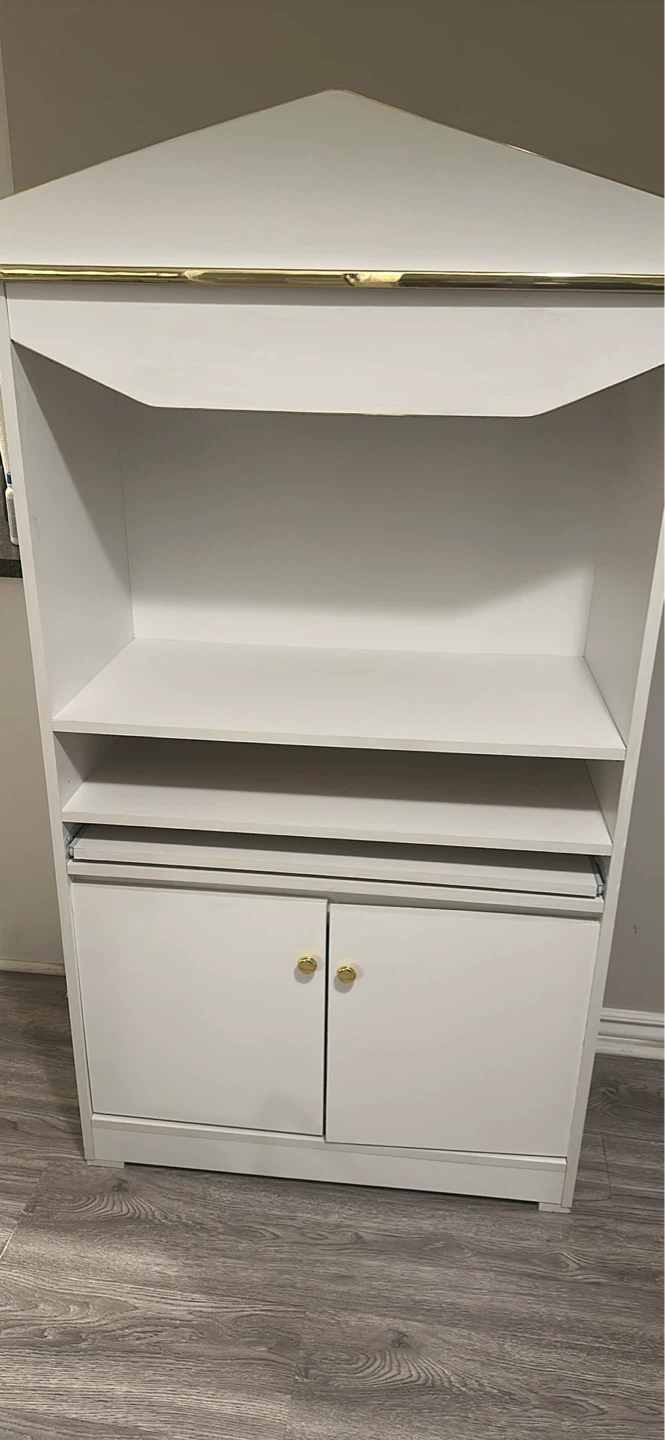 White Storage Cabinet with Shelves and Doors