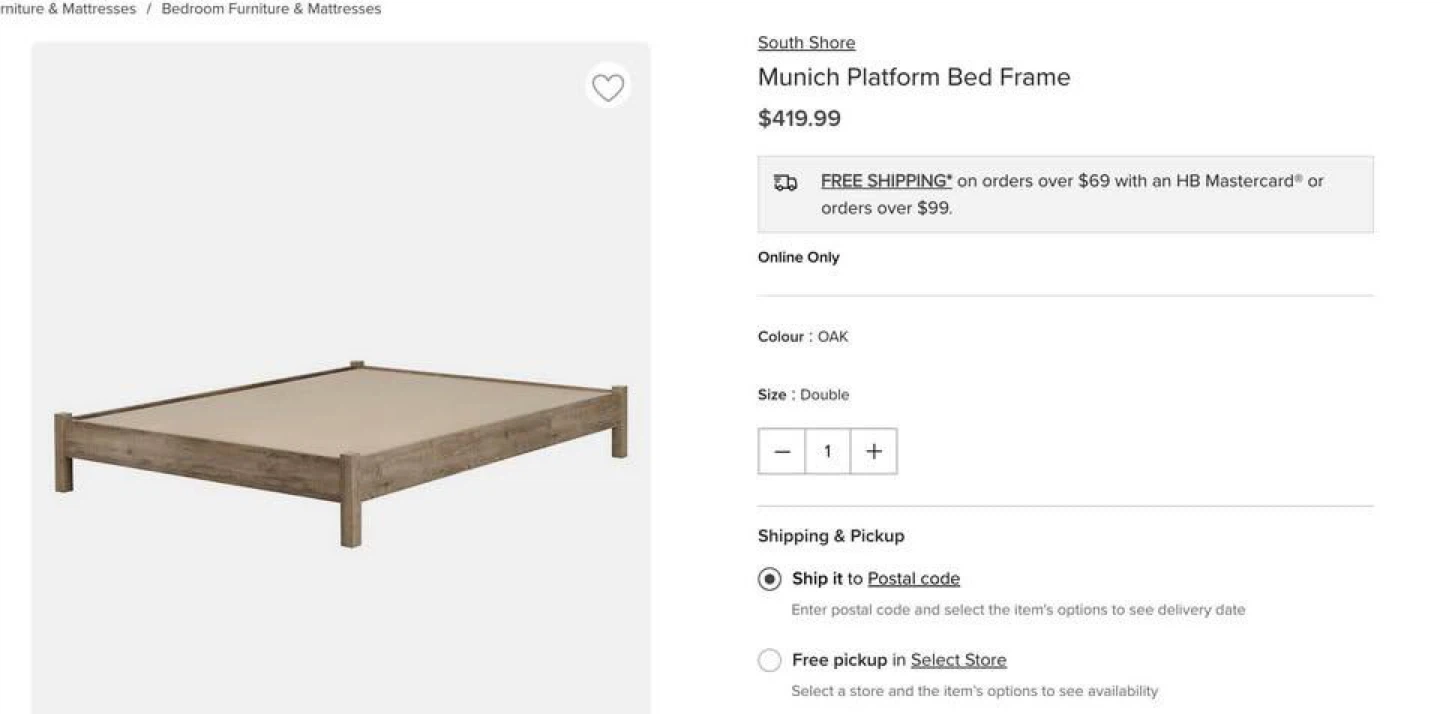 Bed Frame + Mattress - Double Size - Oak Colour - photo 2