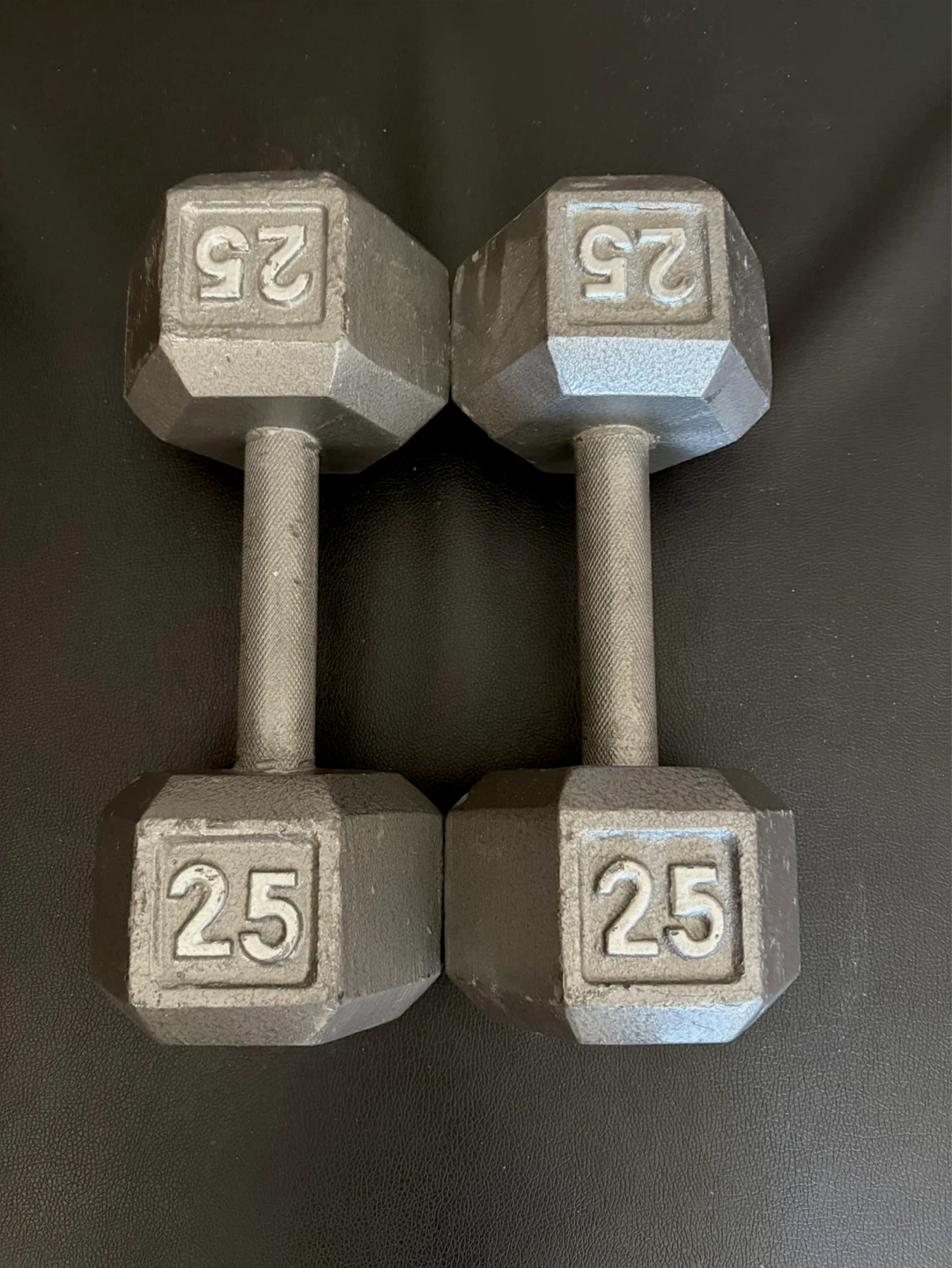 Pair of 25 lbs Hex Dumbbells