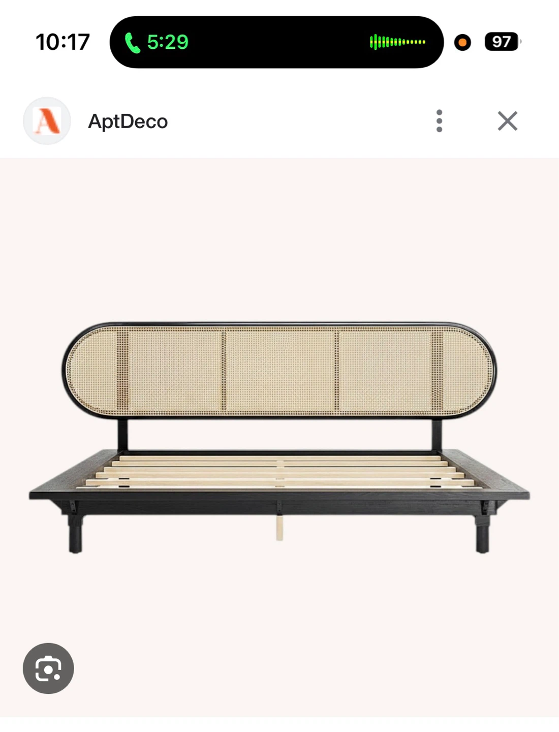 Crate & Barrel Anaise Cane Queen Bed Frame