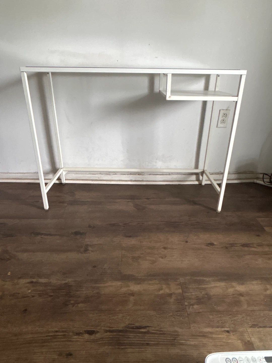 White Metal and Glass Desk with Shelf