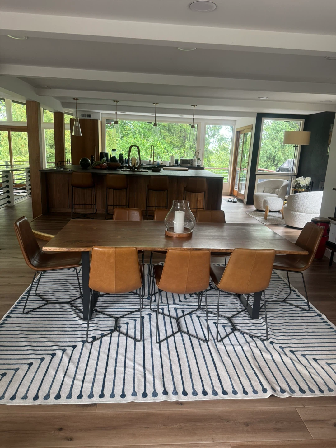 Live Edge Dining Table with 8 Leather Chairs and 4 stools - photo 3