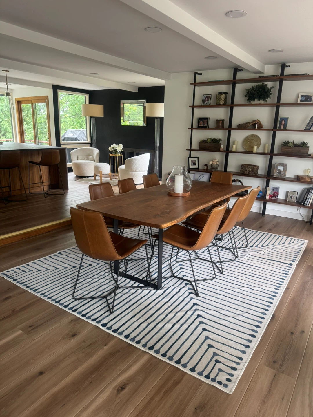 Live Edge Dining Table with 8 Leather Chairs and 4 stools - photo 2