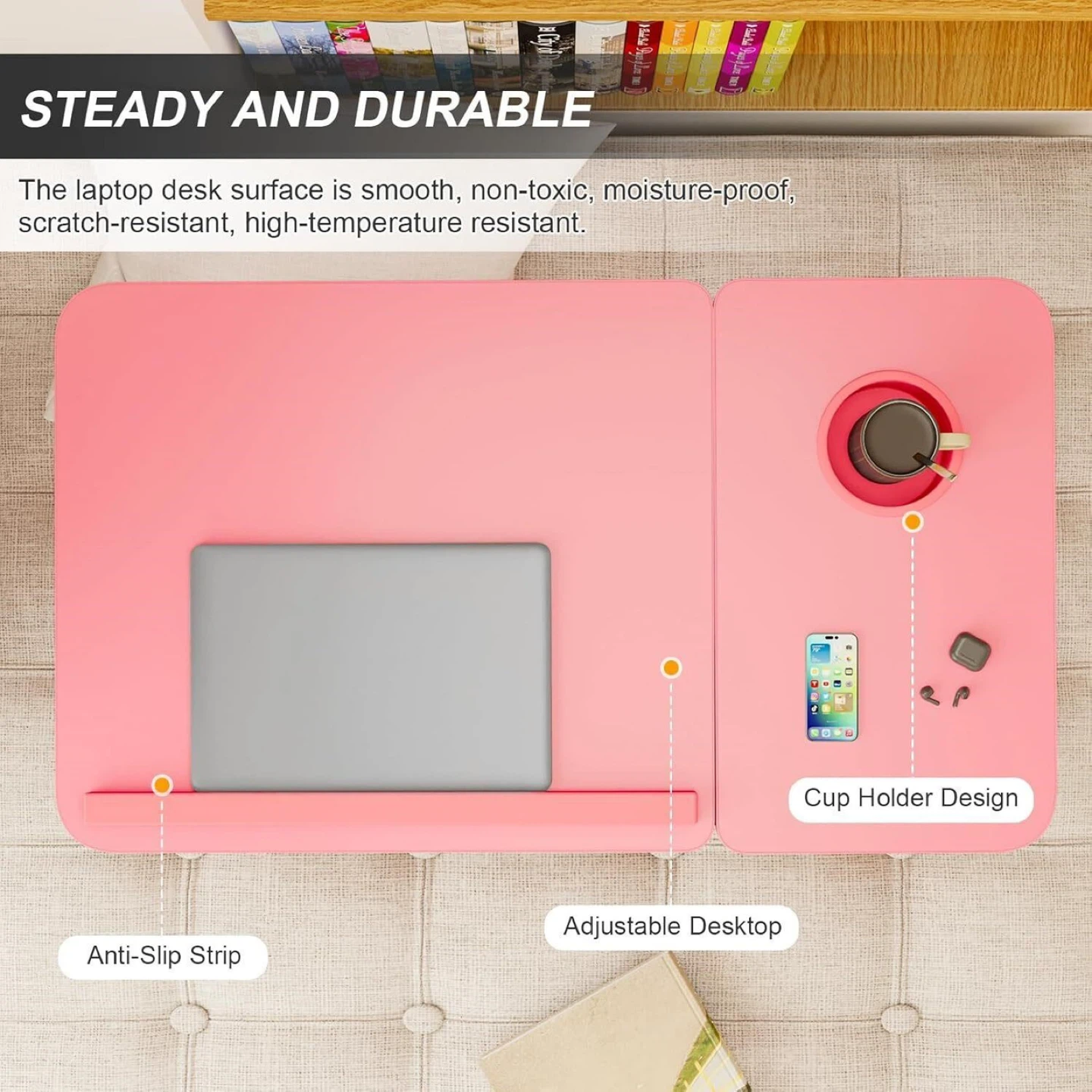 Pink Lap Desk with Cup Holder - photo 2