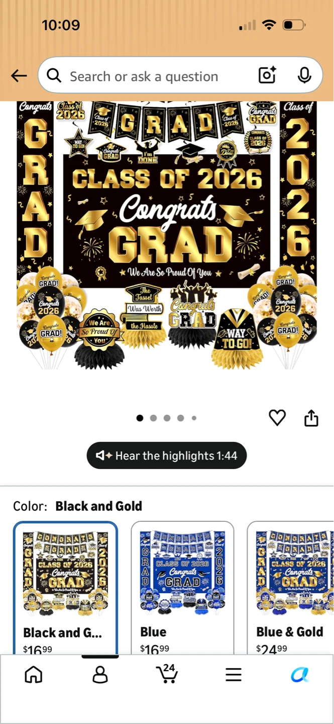 Class of 2026 Graduation Decoration Set - Black and Gold