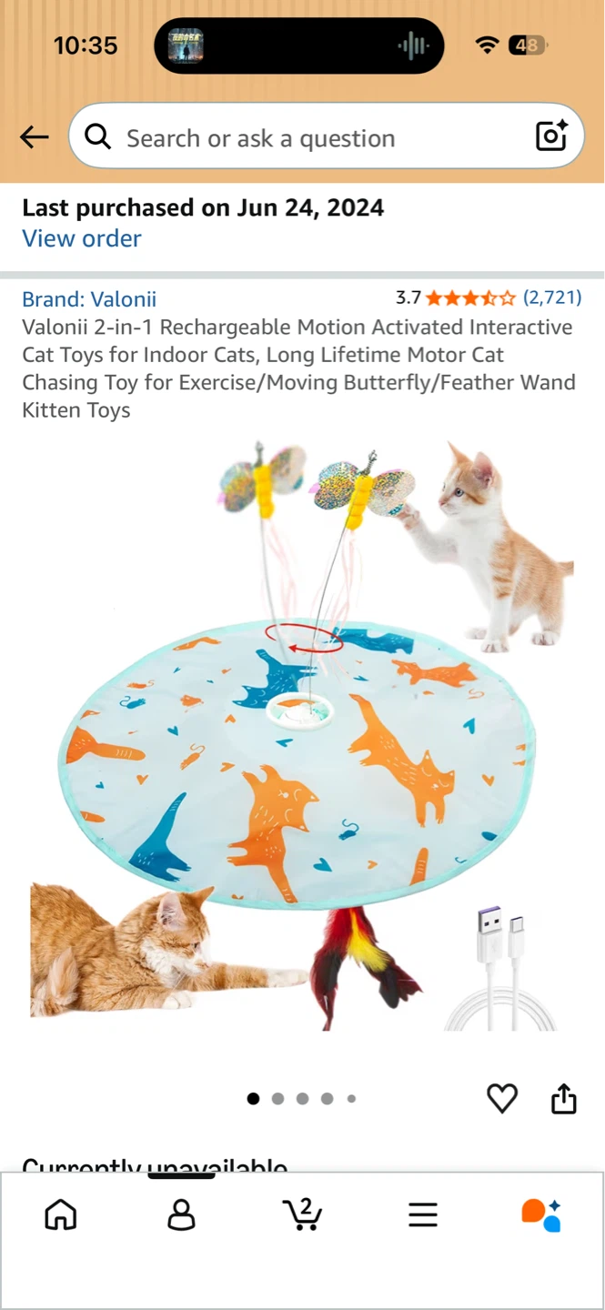 Valonii 2-in-1 Rechargeable Interactive Cat Toy