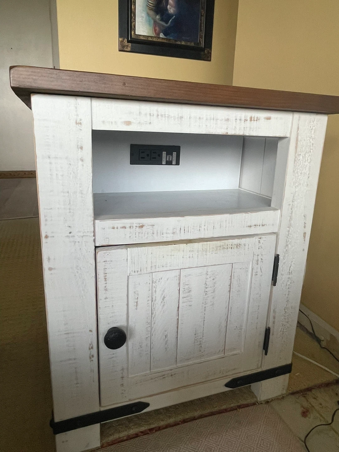 Farmhouse Side Table with Built-in Charging  Station - photo 4