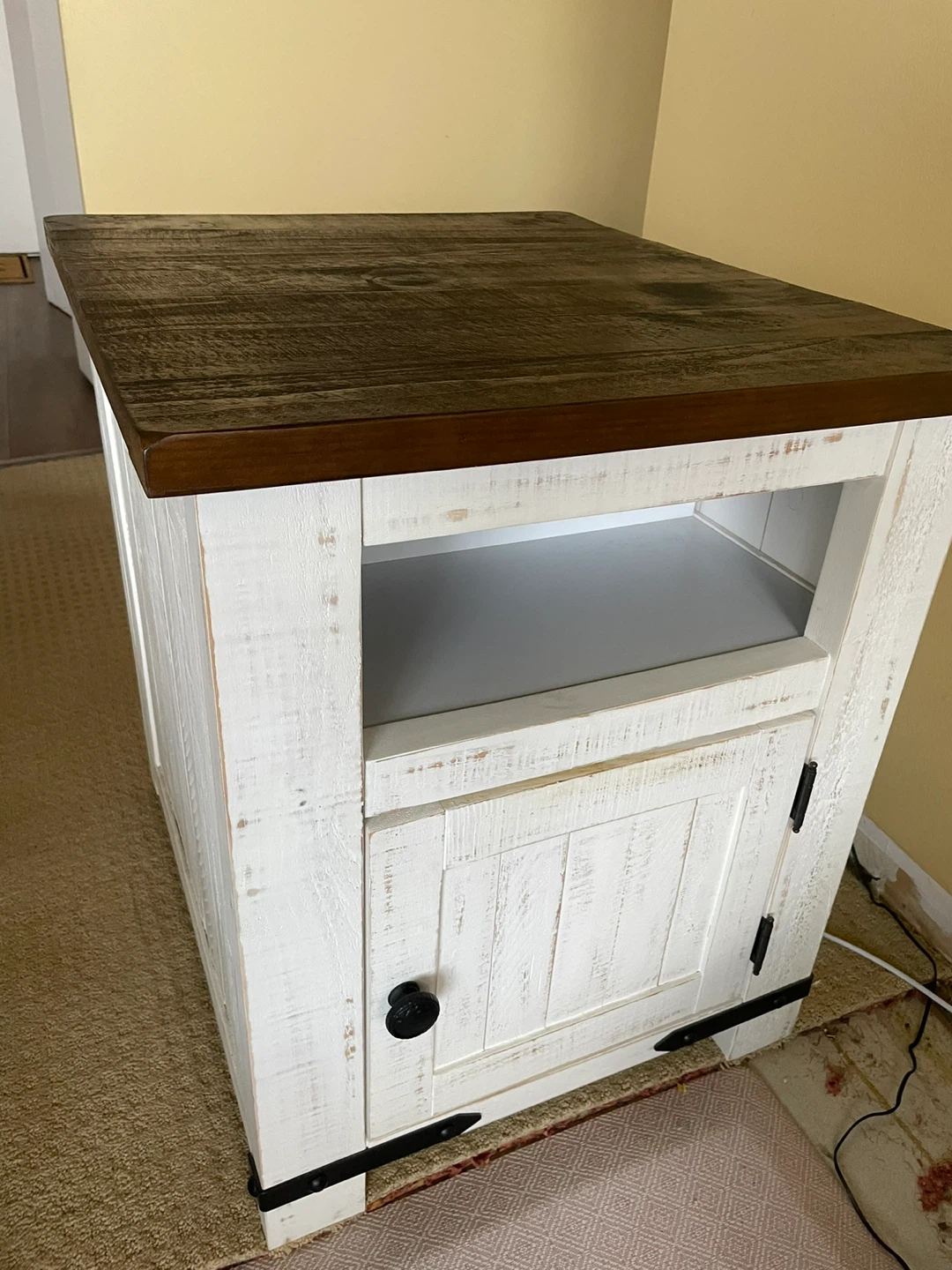 Farmhouse Side Table with Built-in Charging  Station