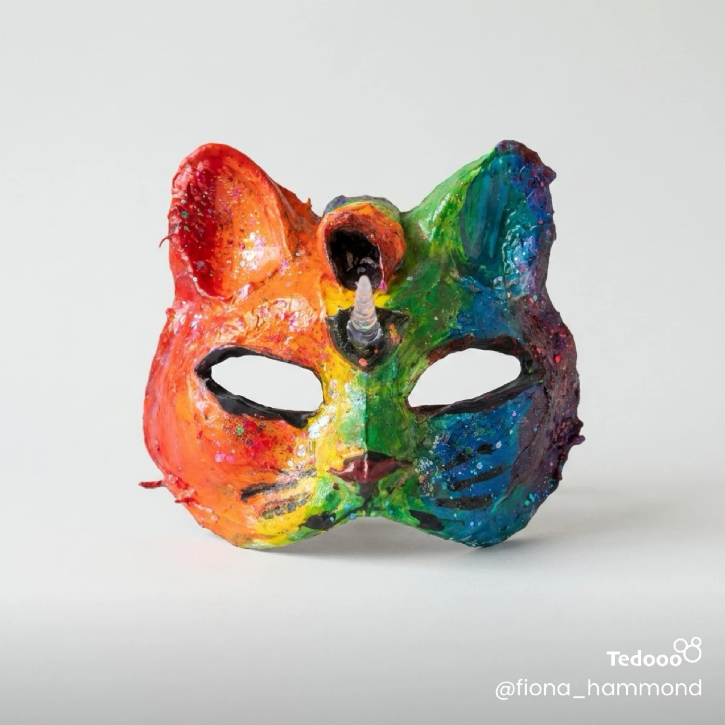 Handmade Rainbow Cat Unicorn Mask
