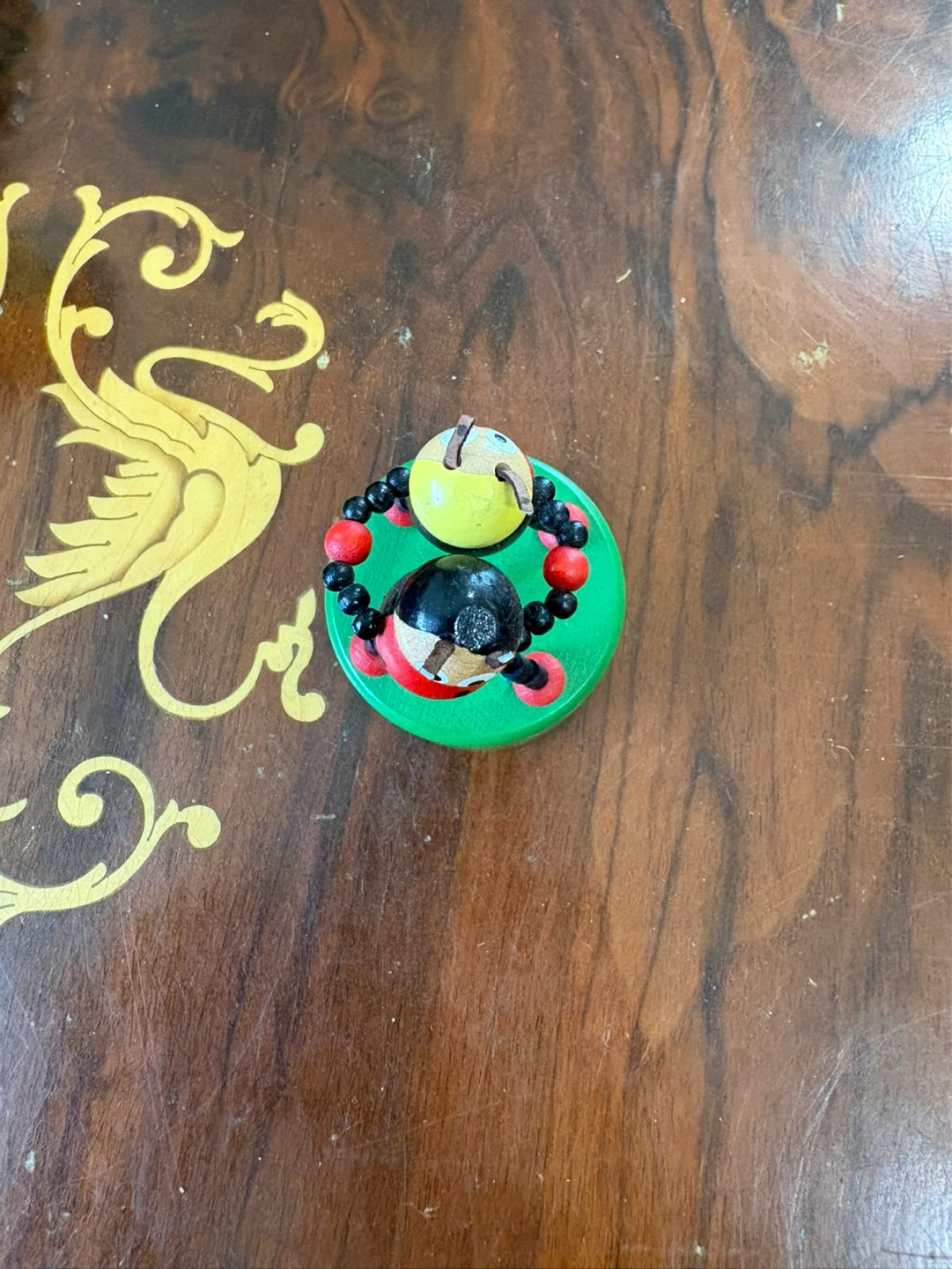 Vintage ladybug wooden push puppet - photo 5