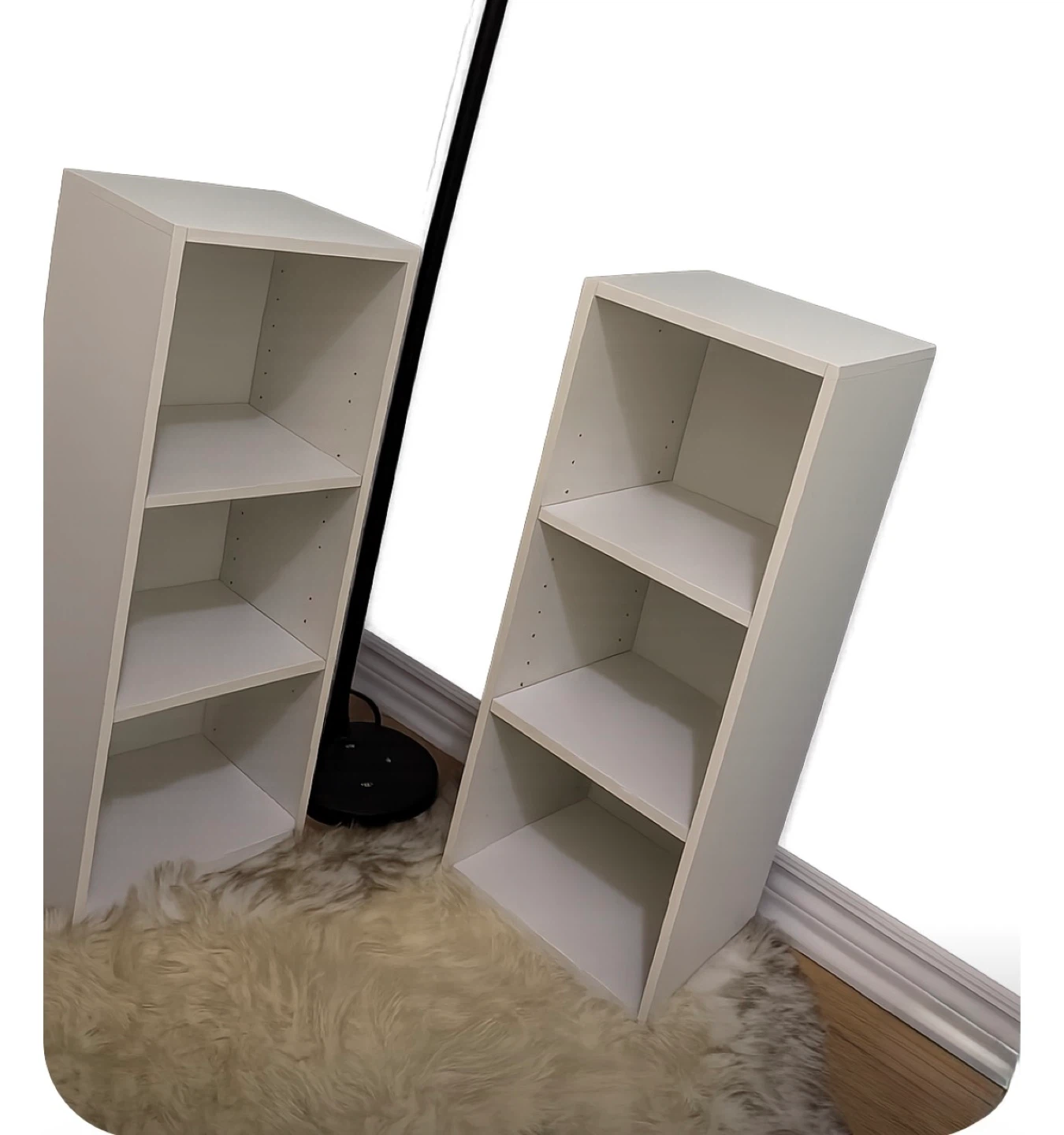 White 3-Shelf Bookcases (Set of 2)