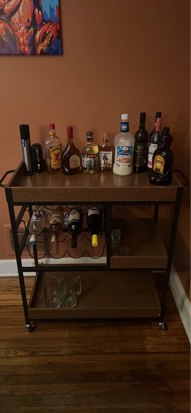 Bar Cart with Wine Glass Rack (8 Glasses included) - photo 2