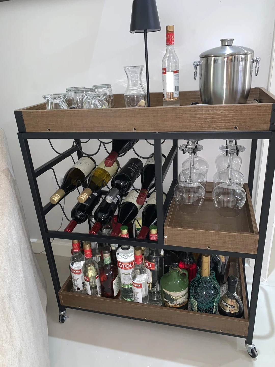 Bar Cart with Wine Glass Rack (8 Glasses included) - photo 4