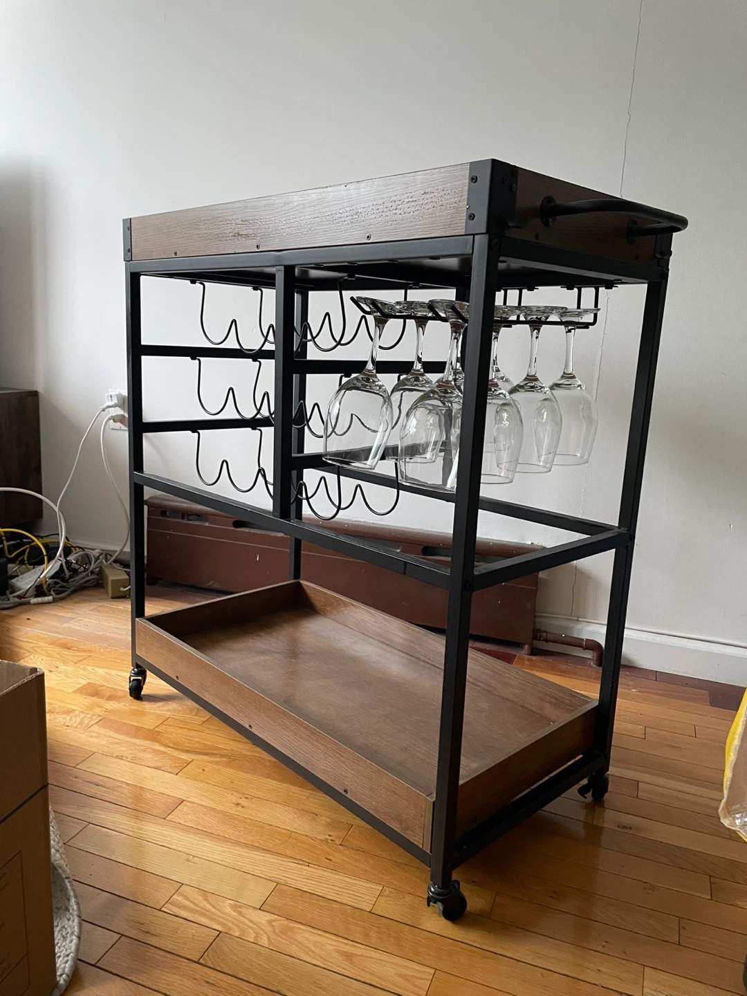 Bar Cart with Wine Glass Rack (8 Glasses included) - photo 5