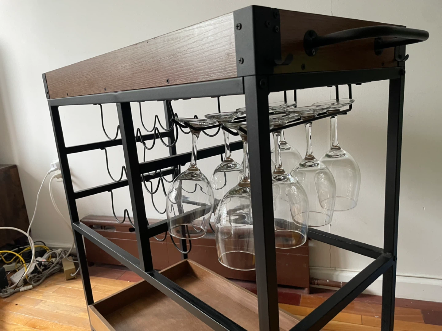 Bar Cart with Wine Glass Rack (8 Glasses included) - photo 3
