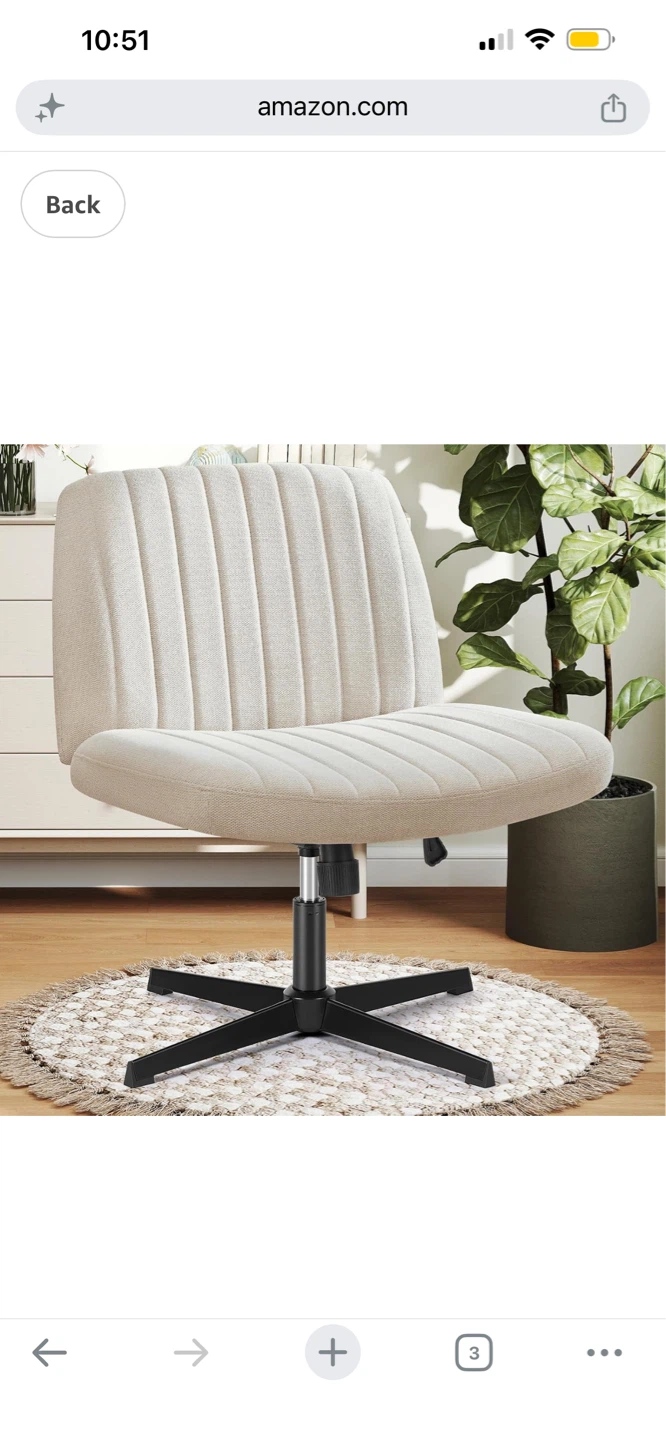 Cream Upholstered Swivel Office Chair