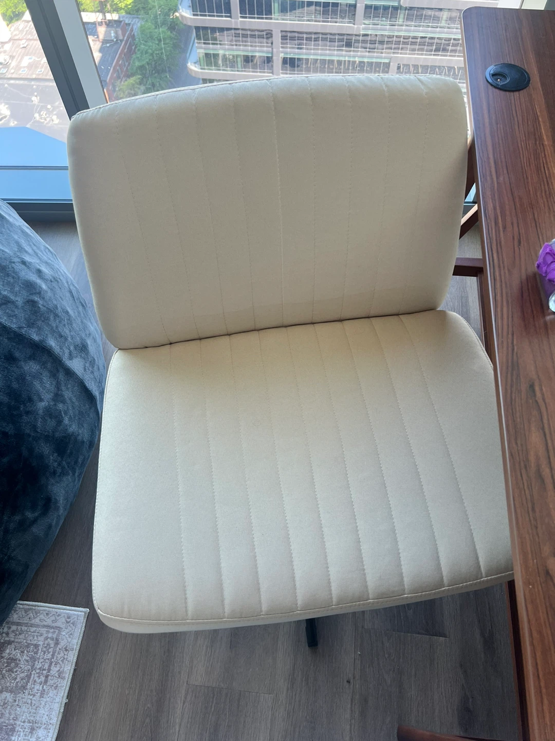 Cream Upholstered Swivel Office Chair - photo 3