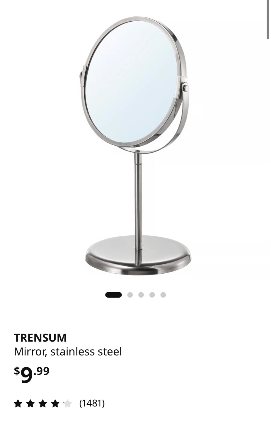 IKEA TRENSUM Mirror, Stainless Steel