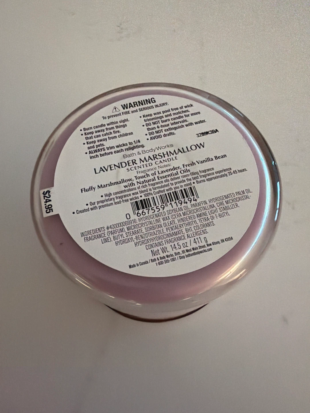 Bath & Body Works Lavender Marshmallow Scented Candle - photo 4