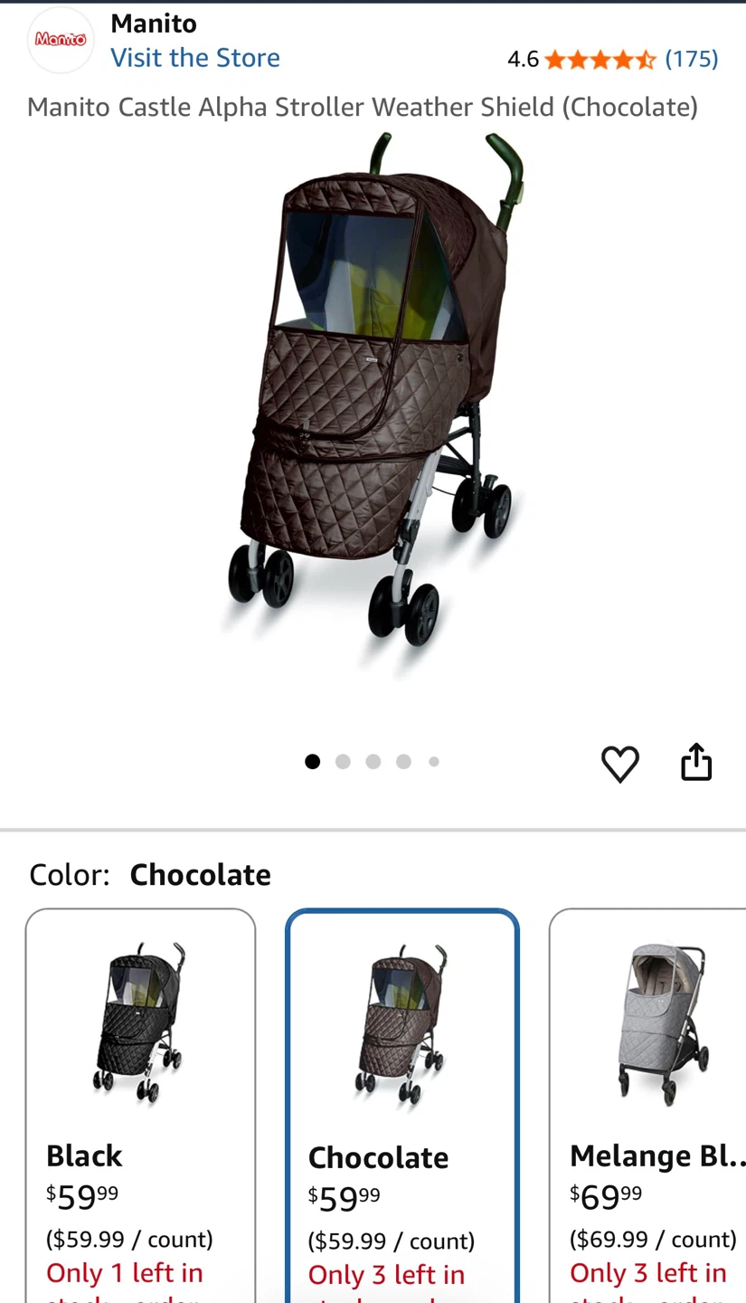 Manito Castle Alpha Stroller Weather Shield - Chocolate - photo 3