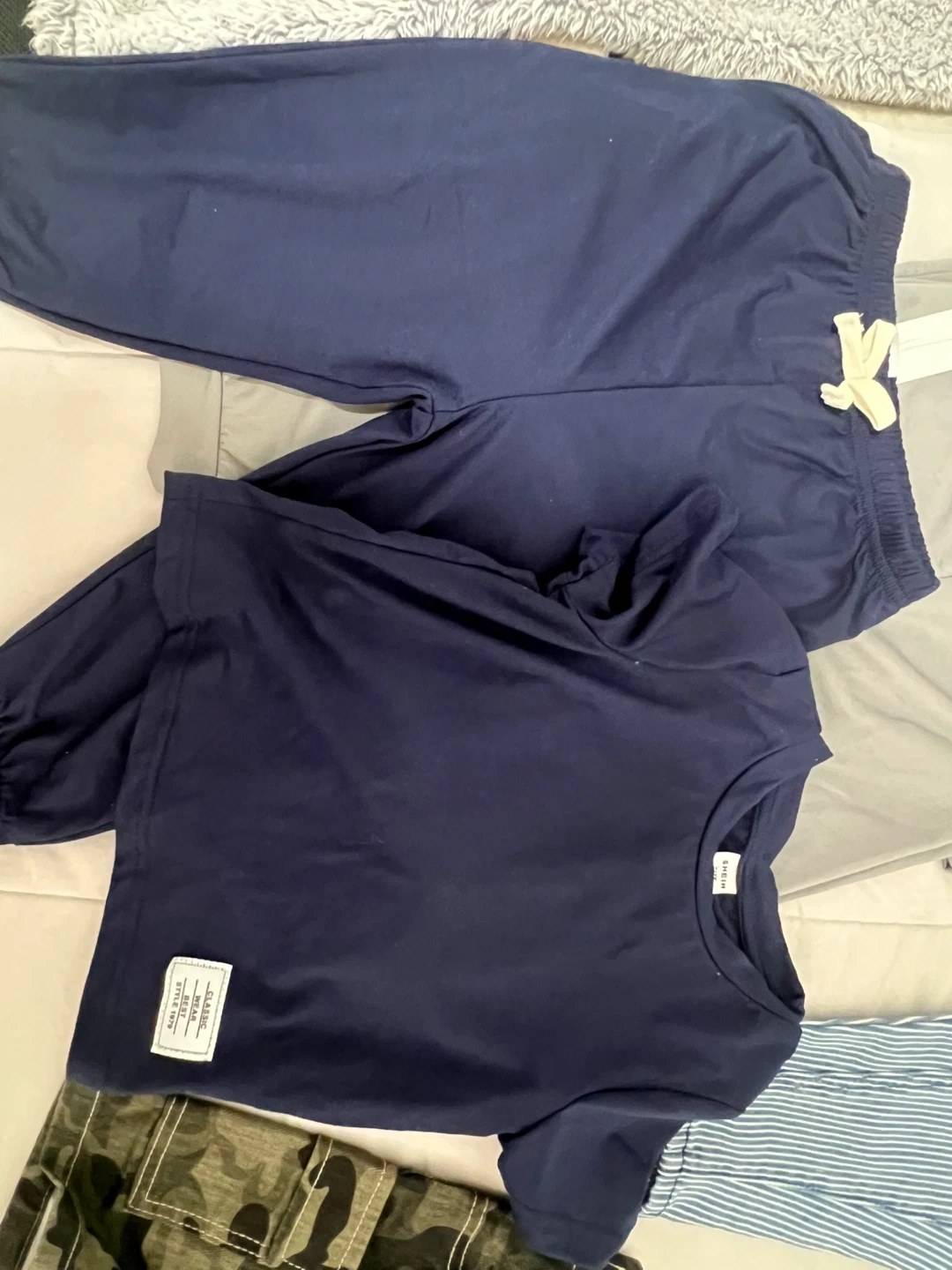 Kids Cargo Pants and T-shirt Set - Blue Denim