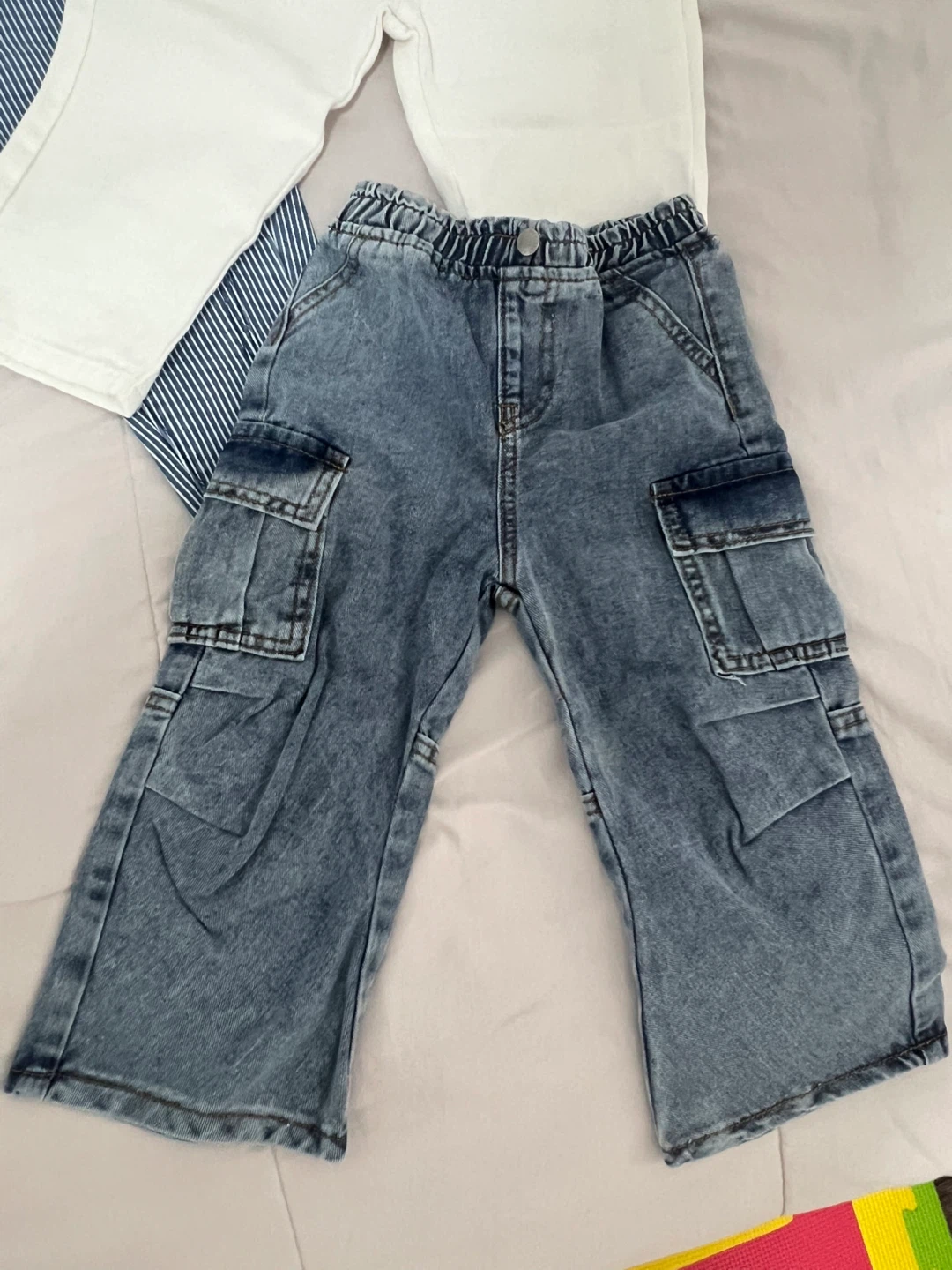 Kids Cargo Pants and T-shirt Set - Blue Denim - photo 4