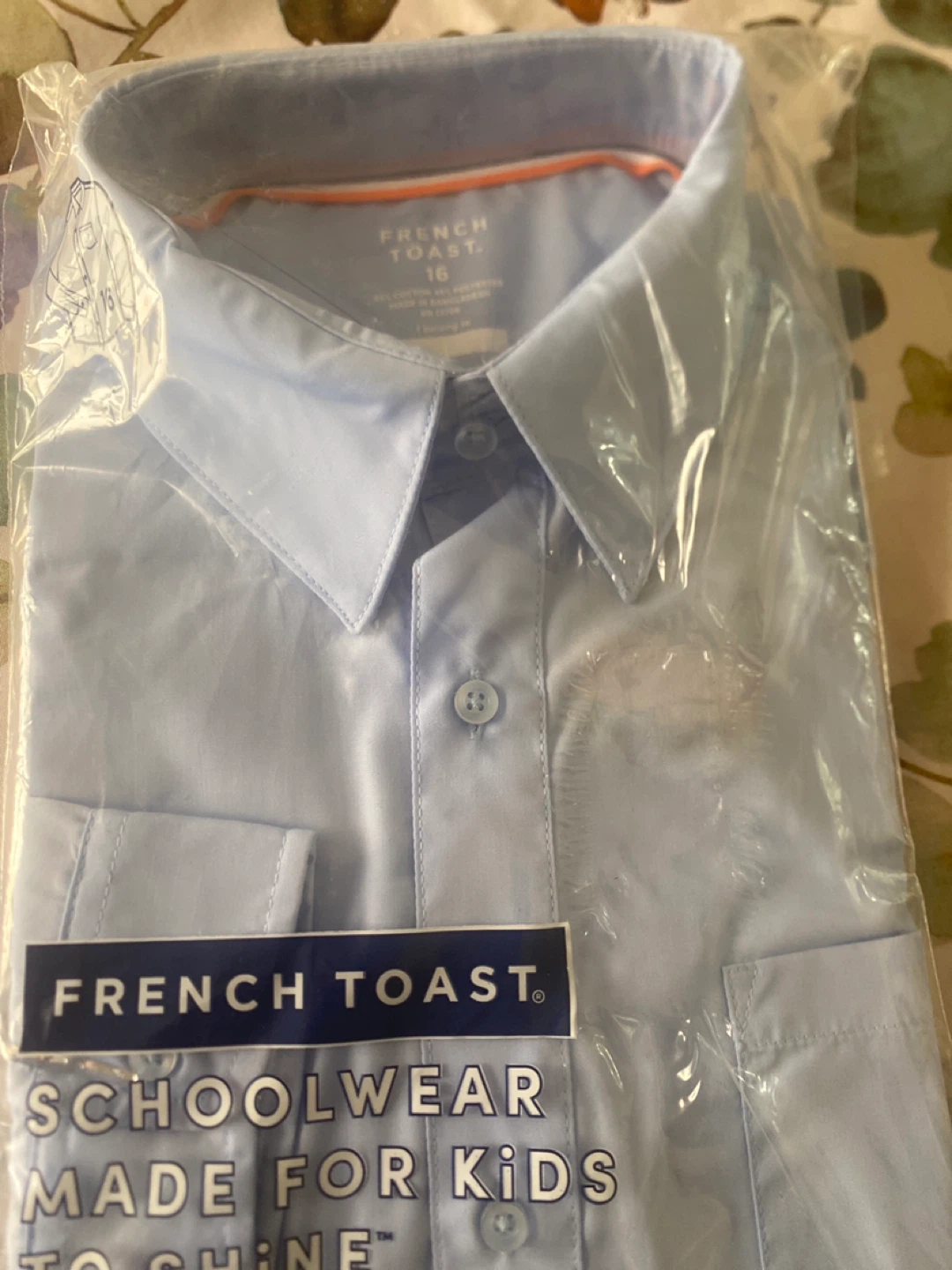 French Toast Light Blue Button-Up Shirt - Size 16