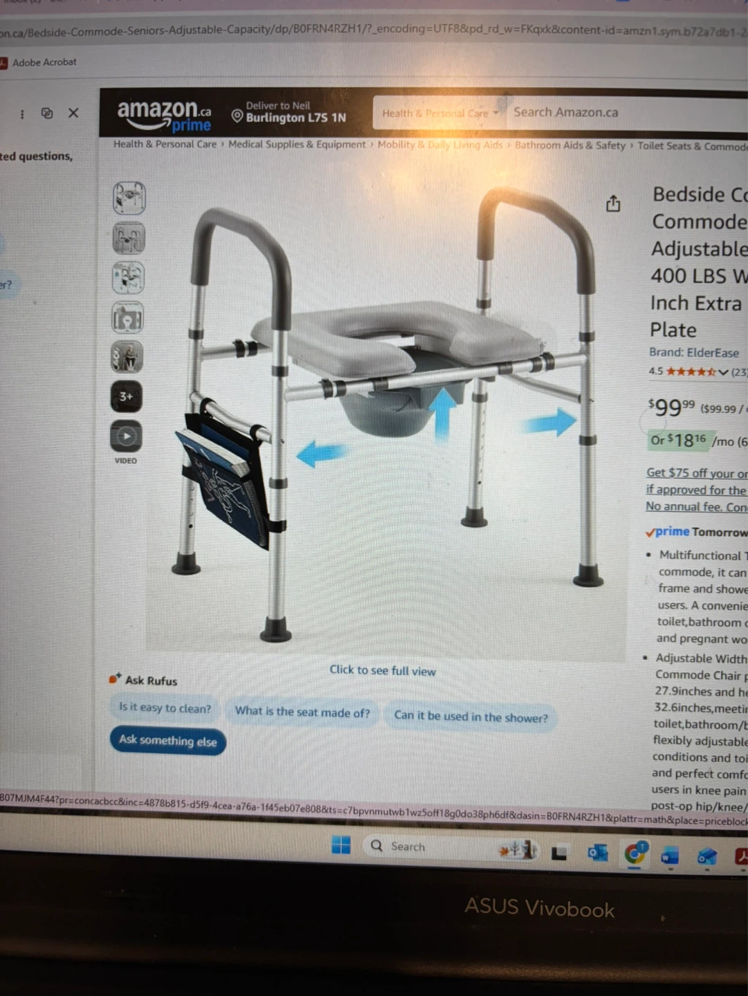 ElderEase 3-in-1 Commode Chair with Wide Seat - photo 4