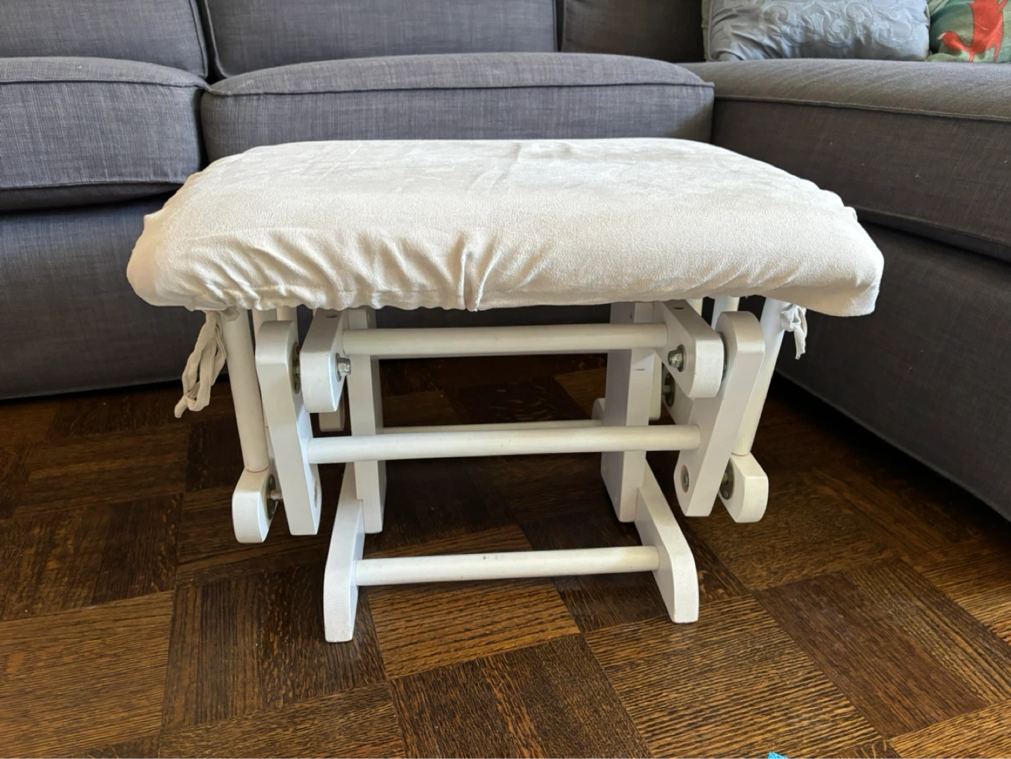 White Glider Ottoman, Rocking Chair Stool - photo 2