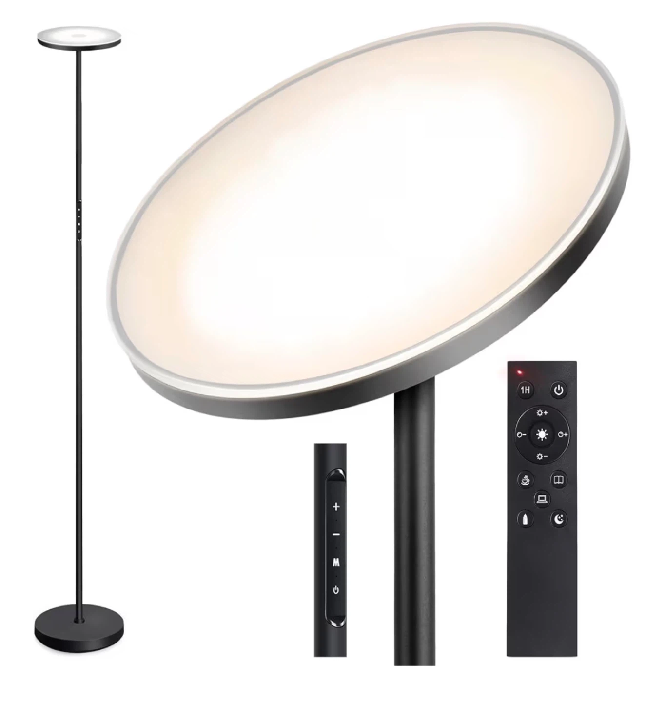 Black LED Floor Lamp with Remote Control - photo 4